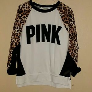 NWT!Pink leopard crew neck